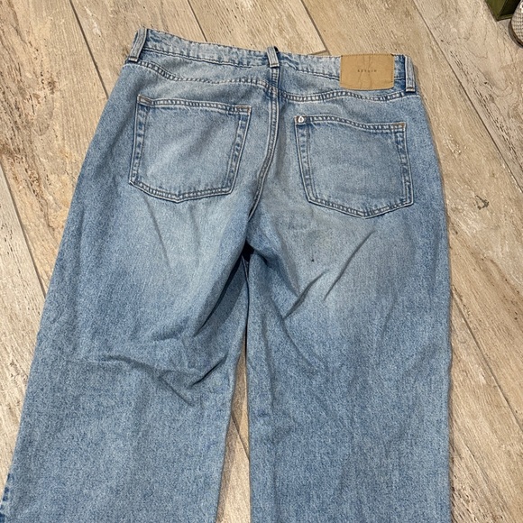 & Denim Wide leg Blue distressed Denim Jeans size 6 Preloved - Picture 6 of 7